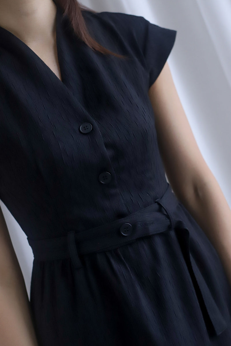 Madelyn Buttons Textured Dress In Black