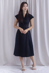 Madelyn Buttons Textured Dress In Black