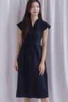 Madelyn Buttons Textured Dress In Black