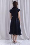 Madelyn Buttons Textured Dress In Black