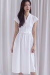 Madelyn Buttons Textured Dress In White