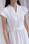 Madelyn Buttons Textured Dress In White