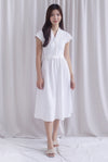 Madelyn Buttons Textured Dress In White