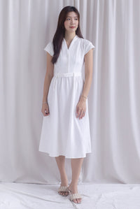 Madelyn Buttons Textured Dress In White