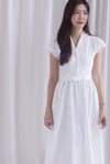 Madelyn Buttons Textured Dress In White