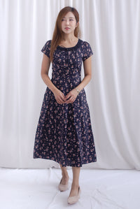 Makenzie Crochet Lattice Linen Floral Dress In Black