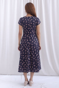 Makenzie Crochet Lattice Linen Floral Dress In Black