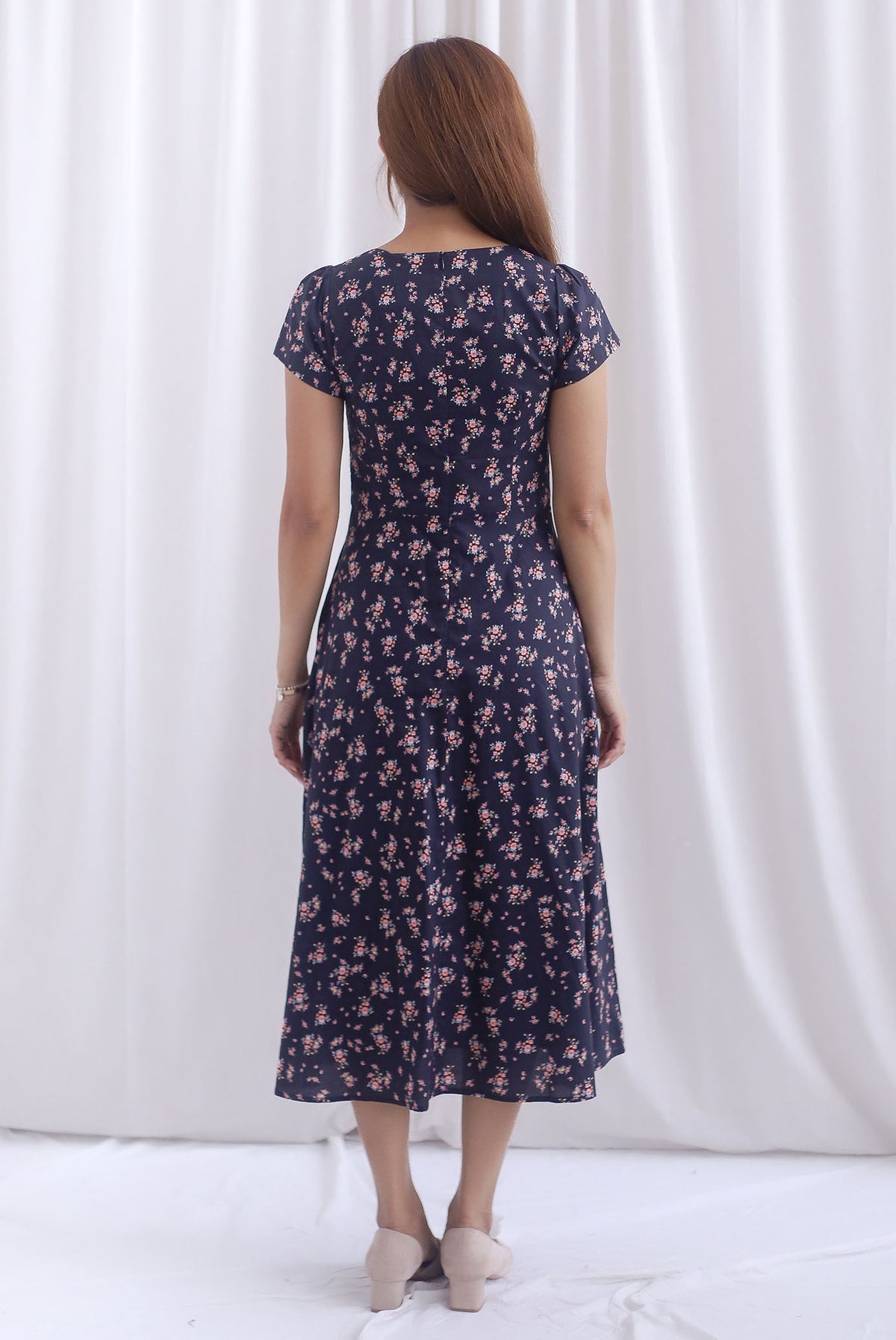 Makenzie Crochet Lattice Linen Floral Dress In Black