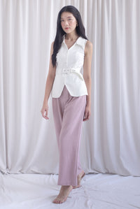 Margaux Collar Front Zip Top In White