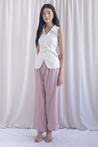 Margaux Collar Front Zip Top In White