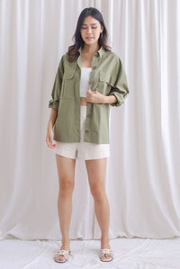 Martha Oversized Shacket In Olive