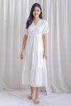 Maybelle Puffy Sleeve Ruched Maxi Dress In White