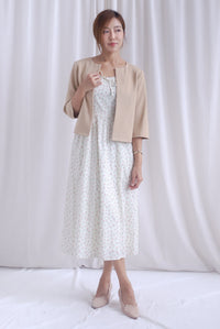 Melanie Collarless Open-Front Blazer In Camel