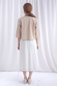 Melanie Collarless Open-Front Blazer In Camel