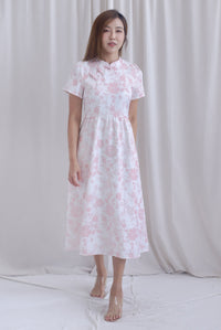 Melissa Porcelain Sleeve Skater Cheong Sam Dress In Pink