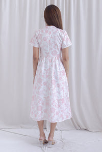 Melissa Porcelain Sleeve Skater Cheong Sam Dress In Pink