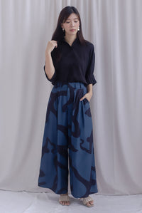 Memphis Printed Wide Culottes In Teal Black