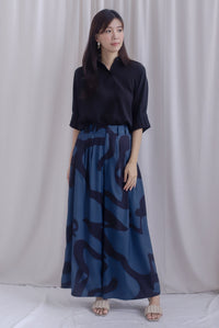 Memphis Printed Wide Culottes In Teal Black