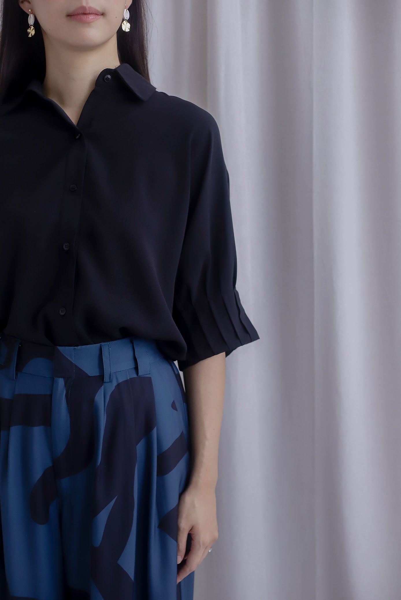 Memphis Printed Wide Culottes In Teal Black
