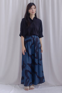 Memphis Printed Wide Culottes In Teal Black