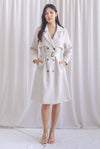 Merdith Long Trench Coat In Cream