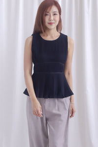 Meret Pleated Peplum Top In Black