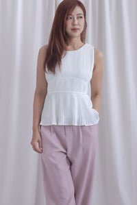 Meret Pleated Peplum Top In White