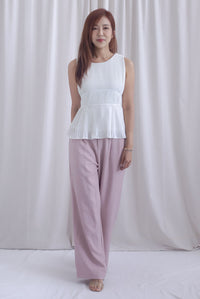Meret Pleated Peplum Top In White