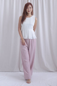 Meret Pleated Peplum Top In White