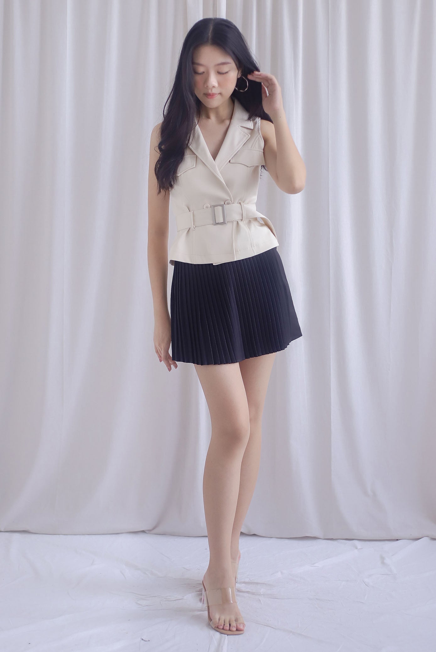 Mich Neatly Pleated Skorts In Black