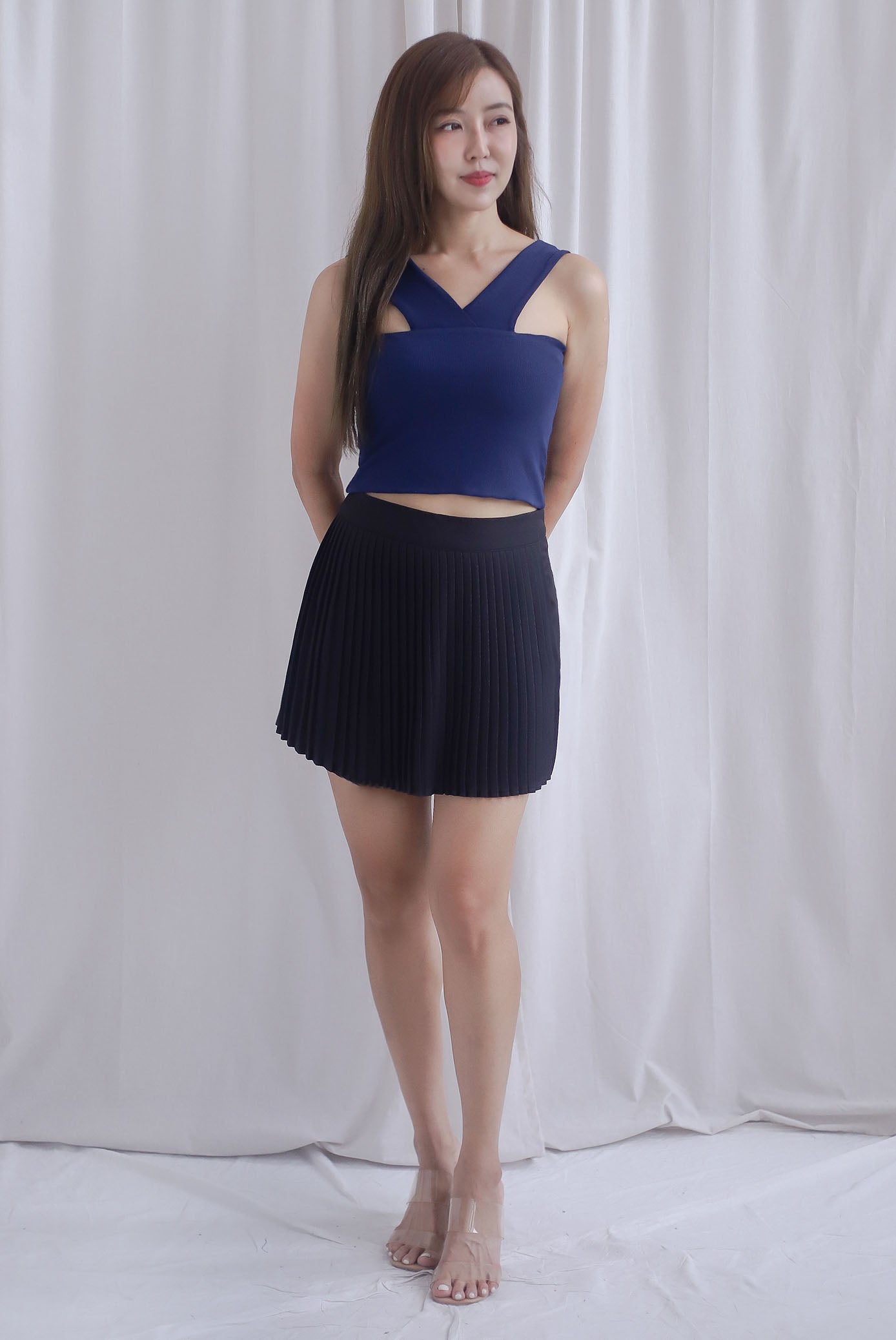 Mich Neatly Pleated Skorts In Black
