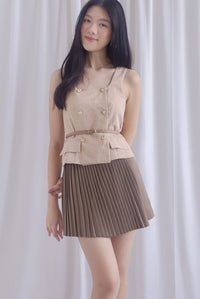 Mich Neatly Pleated Skorts In Camel