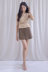 Mich Neatly Pleated Skorts In Camel