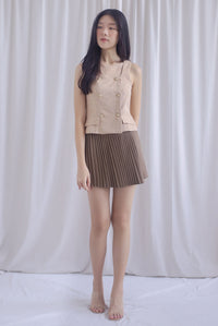 Mich Neatly Pleated Skorts In Camel