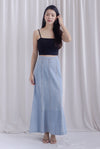 Mikaela Denim Panel Maxi Skirt In Light Wash