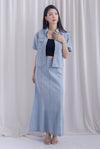 Mikaela Denim Panel Maxi Skirt In Light Wash