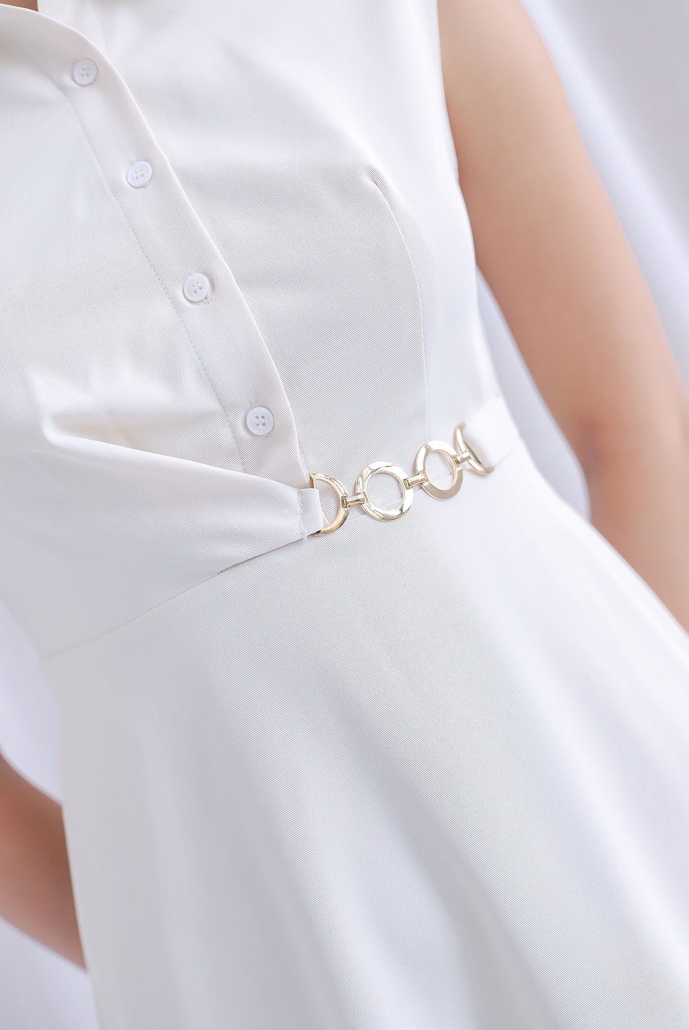 Mikayla Rings Chain Work Dress In Cream