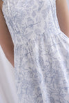 Mirabelle Porcelain Lattice Pintuck Midi Dress In Grey