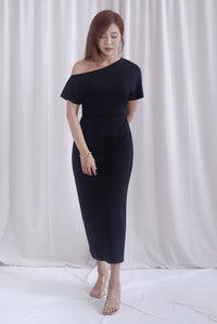 Monaco Asymmetrical Dress In Black
