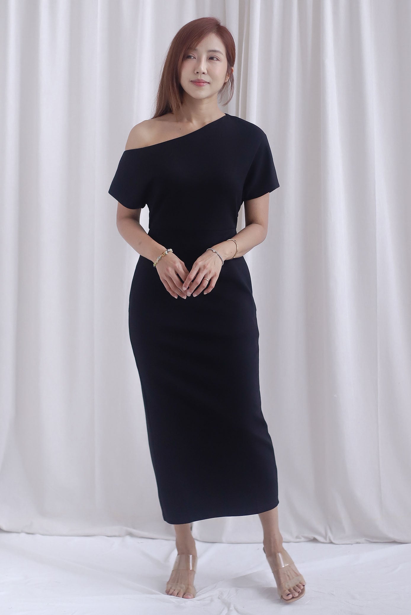 Monaco Asymmetrical Dress In Black