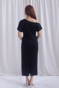 Monaco Asymmetrical Dress In Black