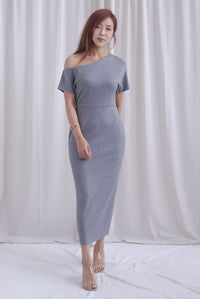 Monaco Asymmetrical Dress In Heather Grey