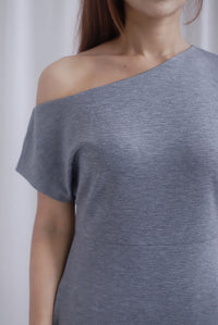 Monaco Asymmetrical Dress In Heather Grey