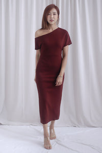 [BY TDC LABEL] Monaco Asymmetrical Dress In Burgundy