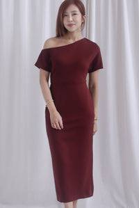 [BY TDC LABEL] Monaco Asymmetrical Dress In Burgundy