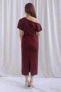 [BY TDC LABEL] Monaco Asymmetrical Dress In Burgundy
