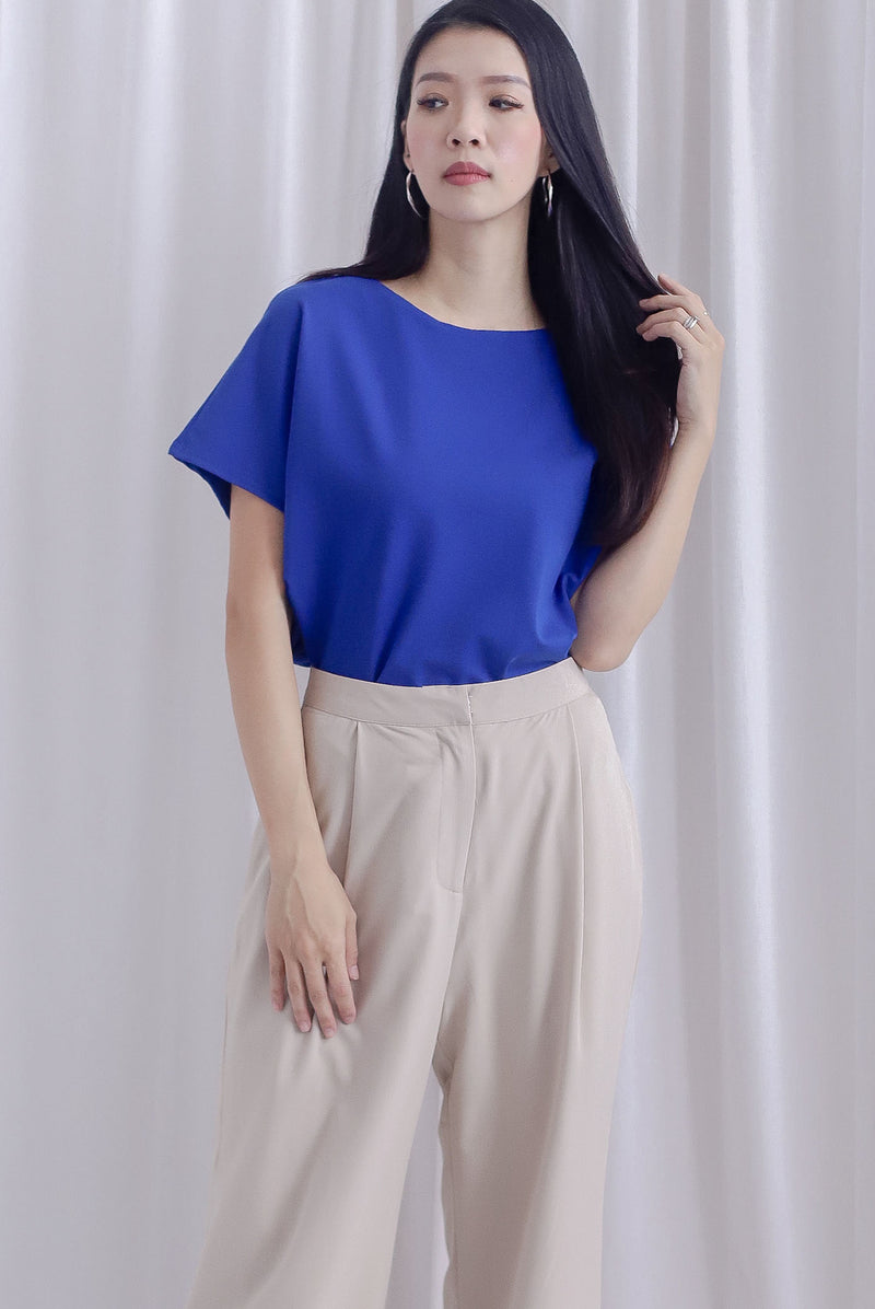 Nikole Wide Neck Top In Blue