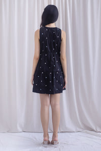 Omoiyari Star Embro Tier Babydoll Dress In Black