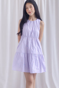 Omoiyari Star Embro Tier Babydoll Dress In Lilac