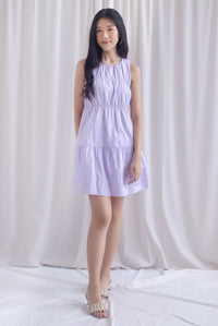 Omoiyari Star Embro Tier Babydoll Dress In Lilac